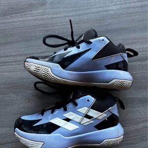 adidas Kids' Black and Light Blue Sneakers